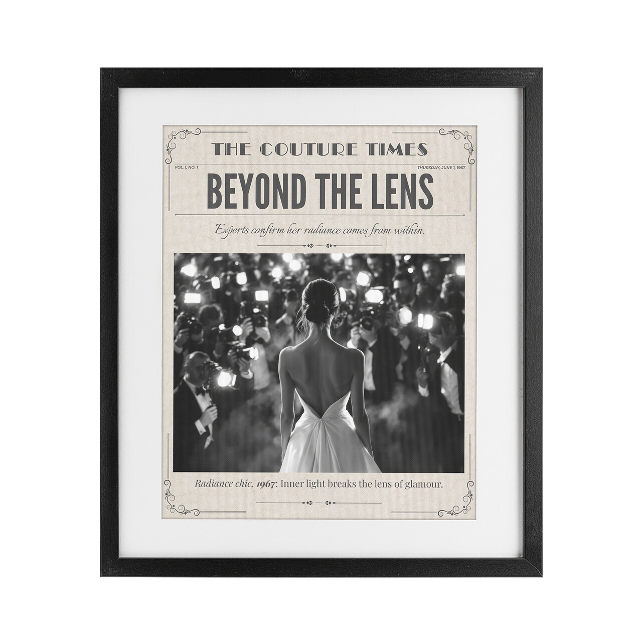 Stupell Industries The Couture Times Magazine Framed Print Under Glass, design by A Barefoot Stylist